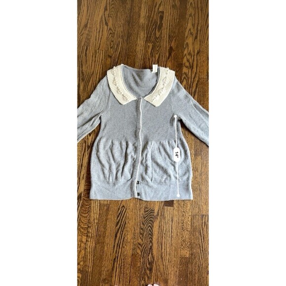 Anthropologie Field & Flower Gray Ivory Cardigan Sweater, Size Small - Picture 7 of 7